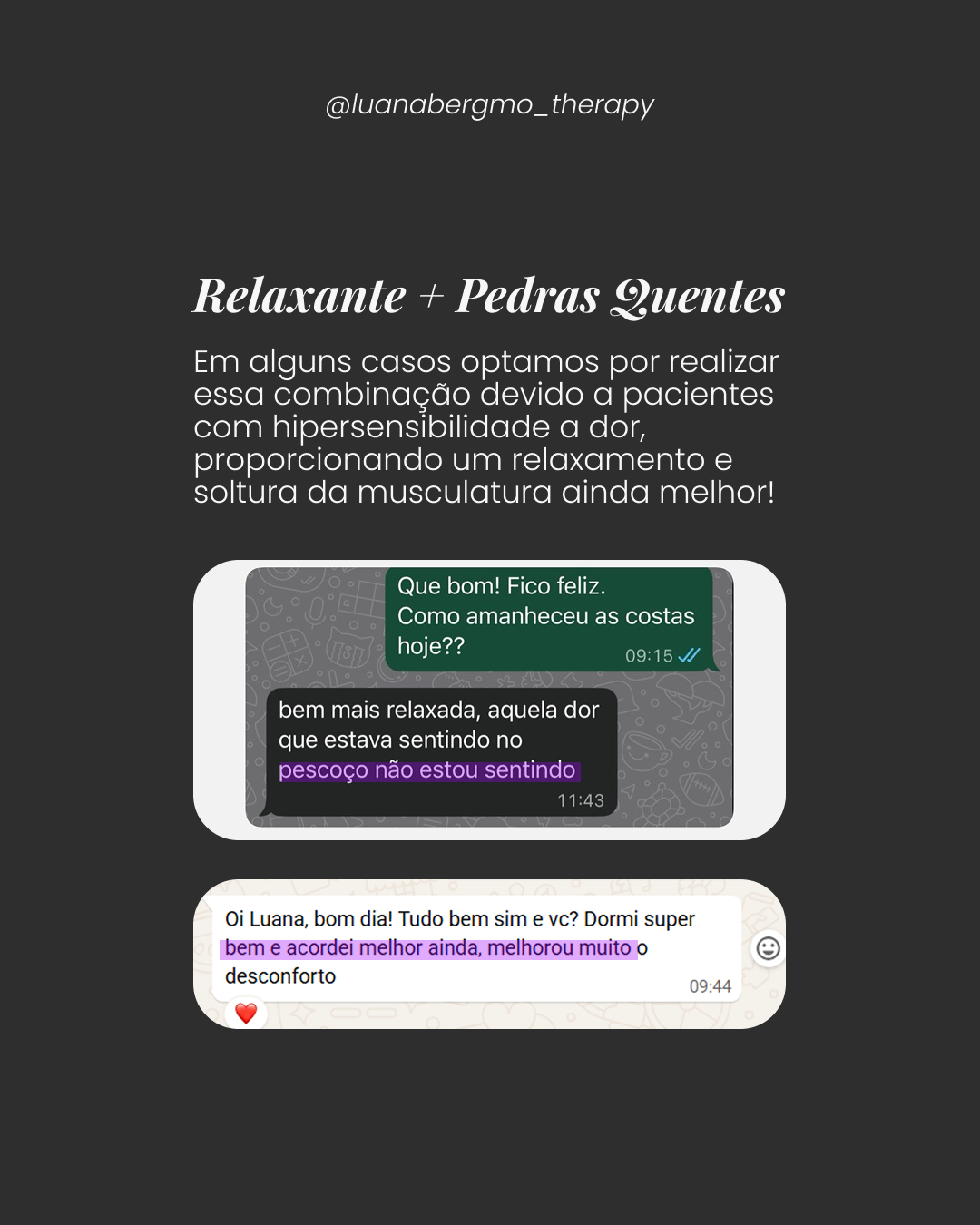 Feedback de cliente da Luana Bergamo