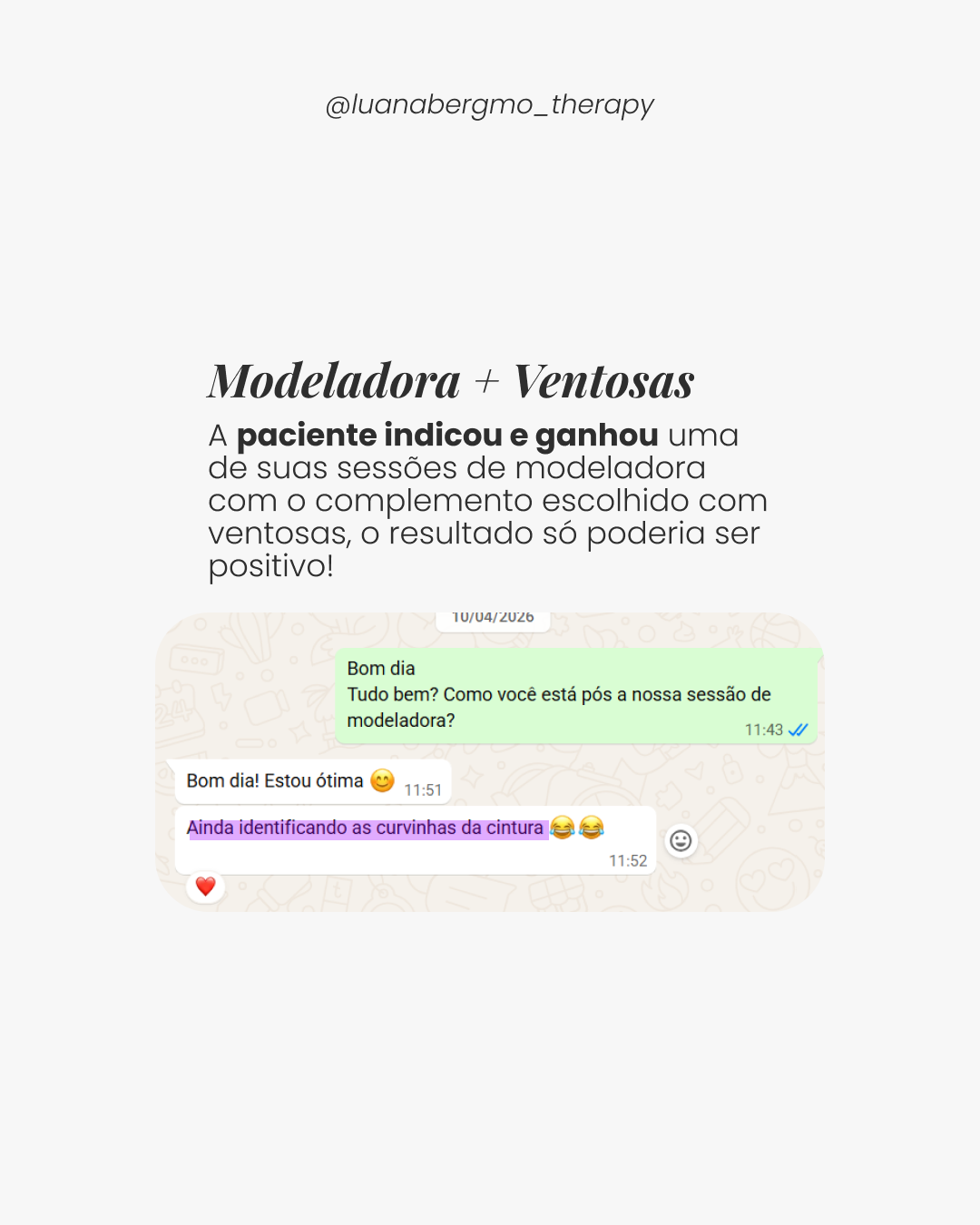 Feedback de cliente da Luana Bergamo