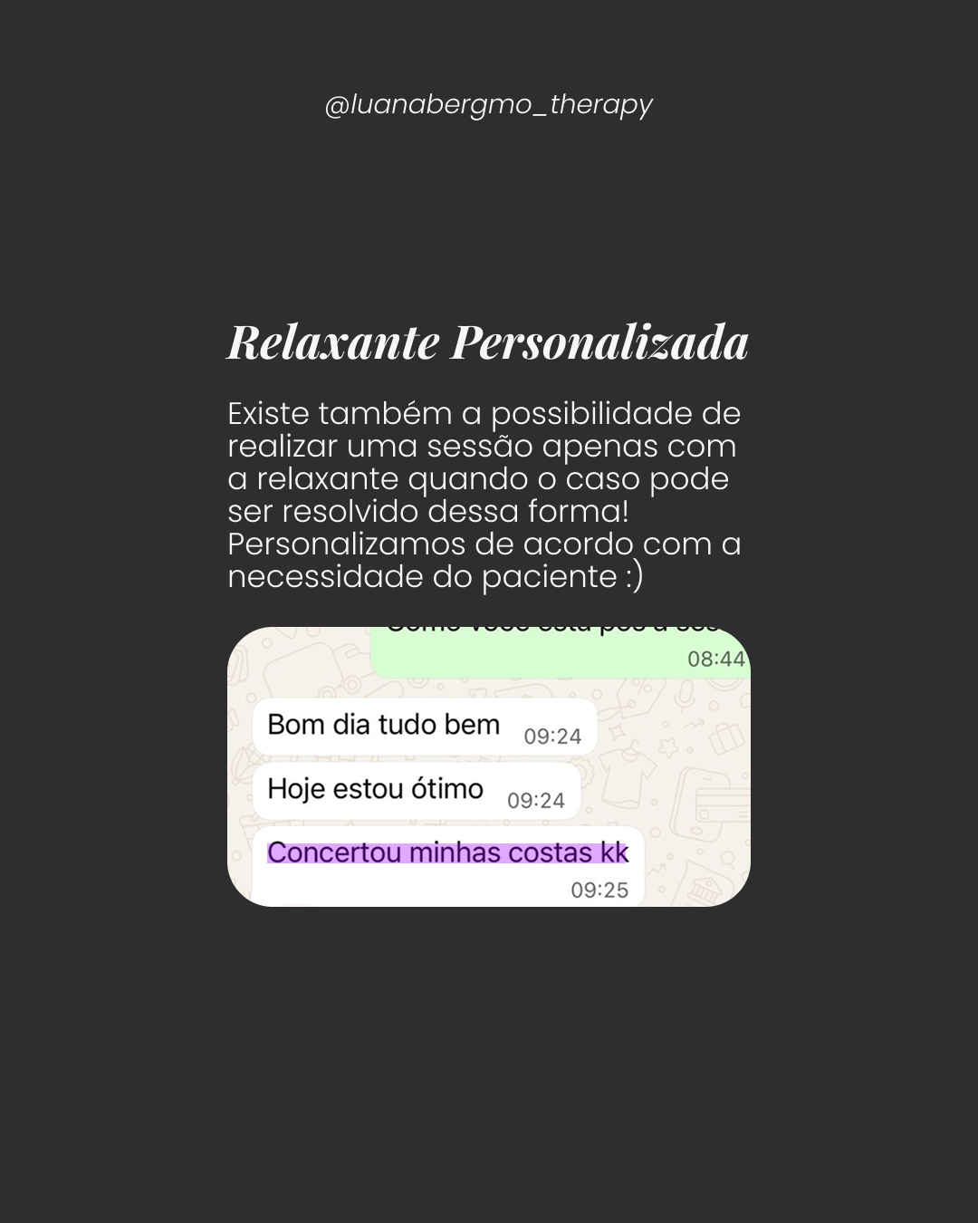 Feedback de cliente da Luana Bergamo